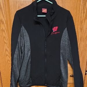 Campus Heritage Black and Gray Varsity Jacket - Badgers